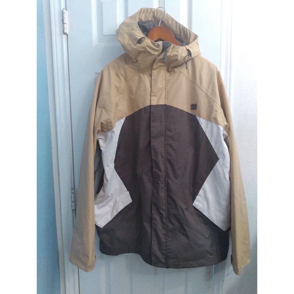 DC Snowboard‎ Jacket Hooded Insulated Winter Ski Coat Tan Brown White